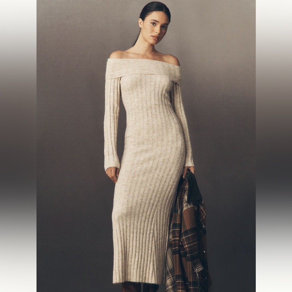 Glamorous Off-Shoulder Knit Midi Dress